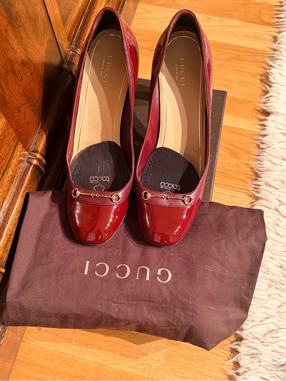 Gucci Women's Burgundy Patent Leather Pumps